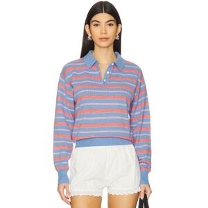 Guest in Residence Collegiate Stripe Polo Cashmere Sweater M NWT